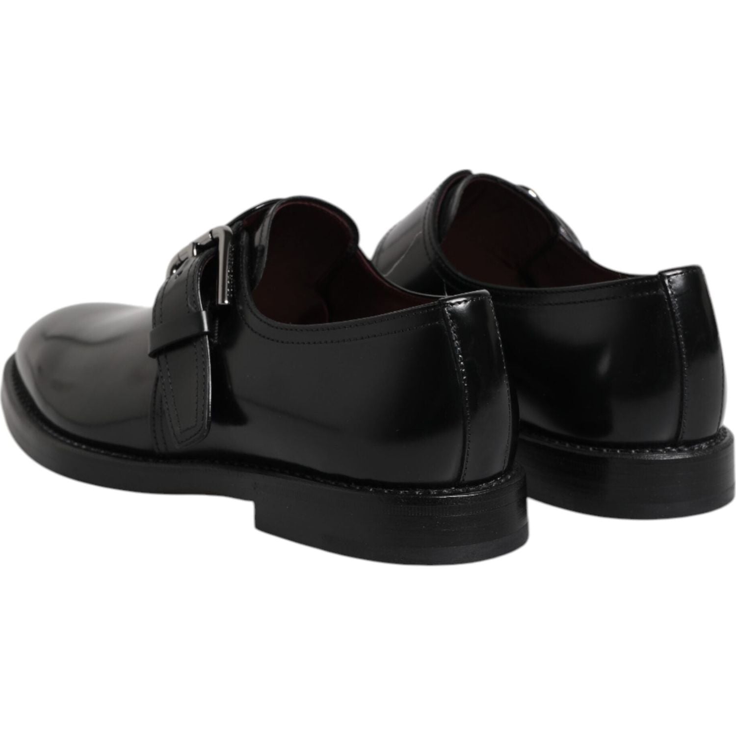 Dolce & Gabbana Black Leather Monk Strap Derby Formal Shoes