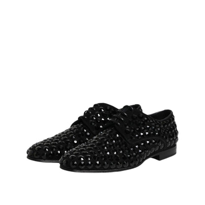 Dolce & Gabbana Black Suede Strass Derby Formal Shoes
