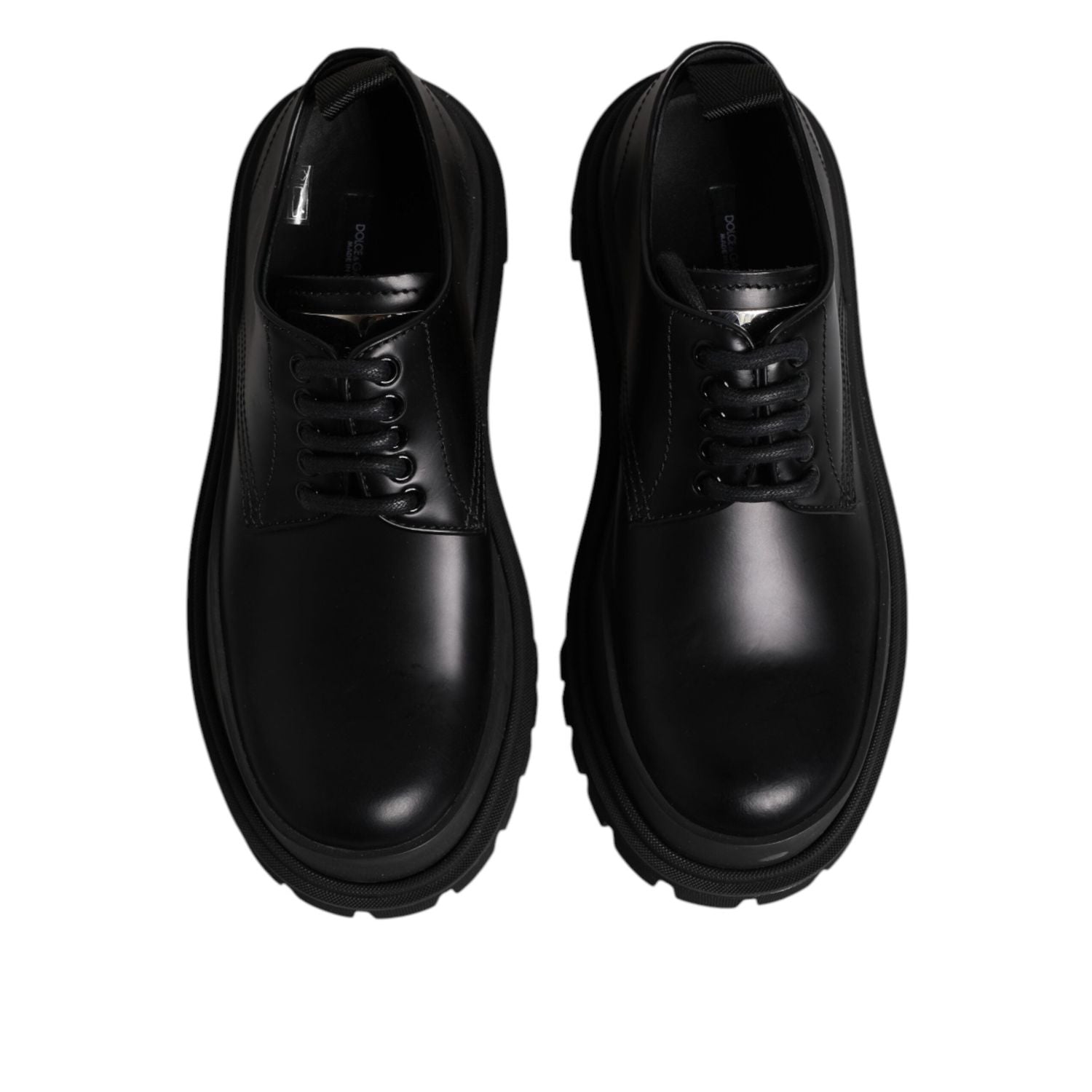 Dolce & Gabbana Black Leather Lace Up Derby Men Dress Shoes