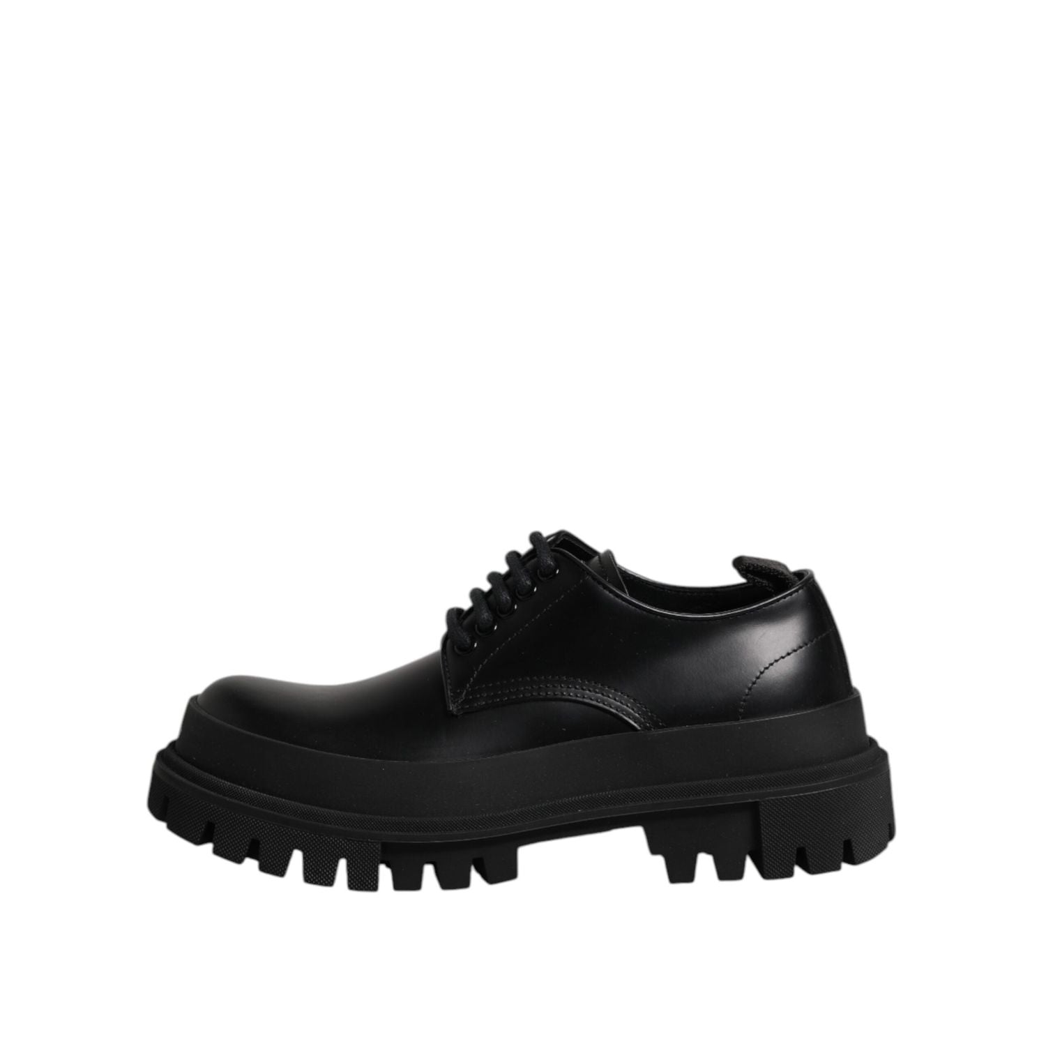 Dolce & Gabbana Black Leather Lace Up Derby Men Dress Shoes
