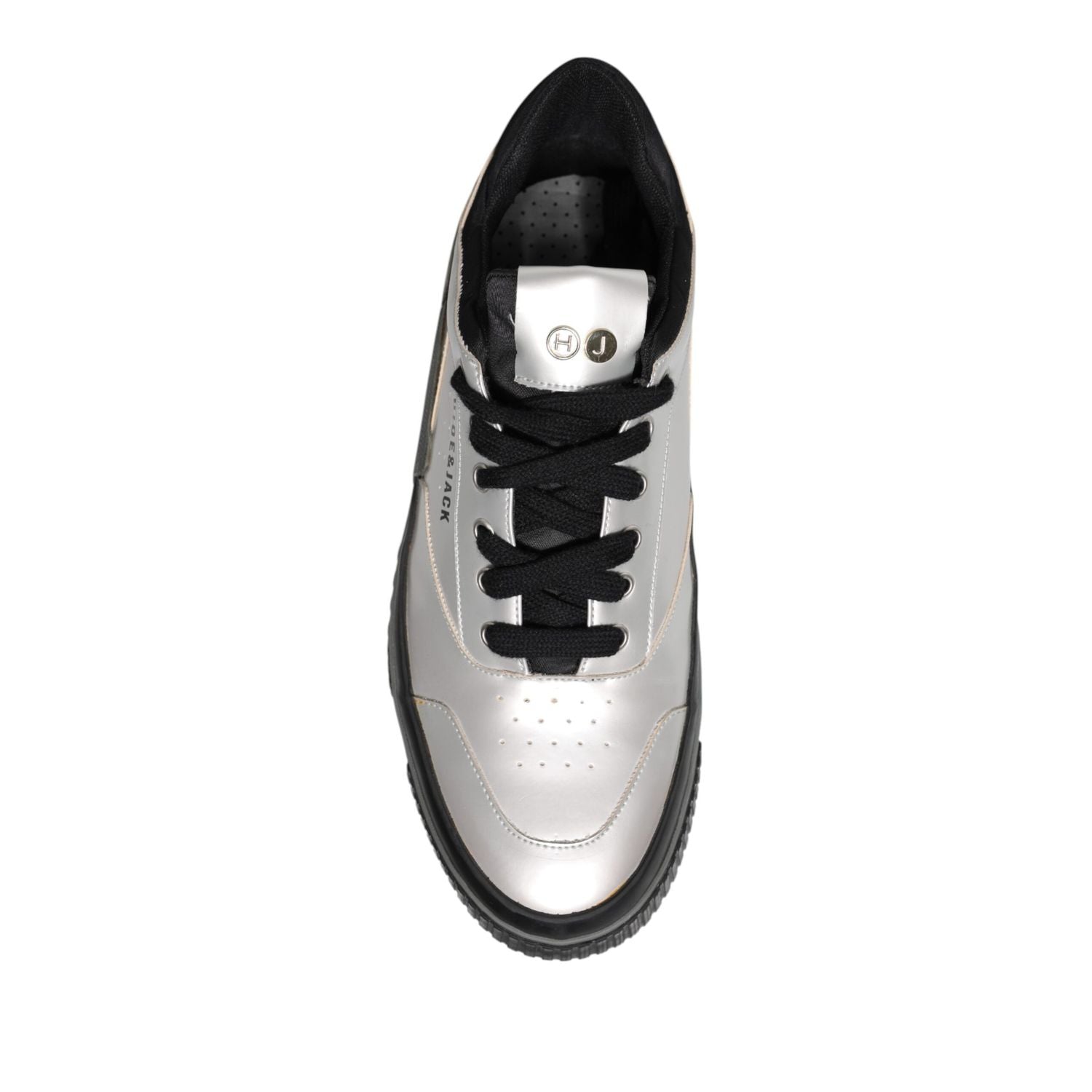 HIDE & JACK Metallic Silver Low Top Lace Up Sneakers Shoes
