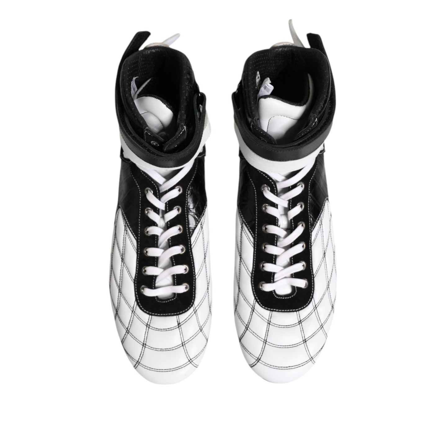 Dolce & Gabbana Black White Leather High Top Sneakers Shoes