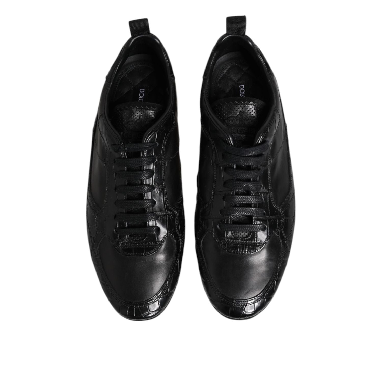 Dolce & Gabbana Black Exotic Leather Low Top Sneakers Shoes
