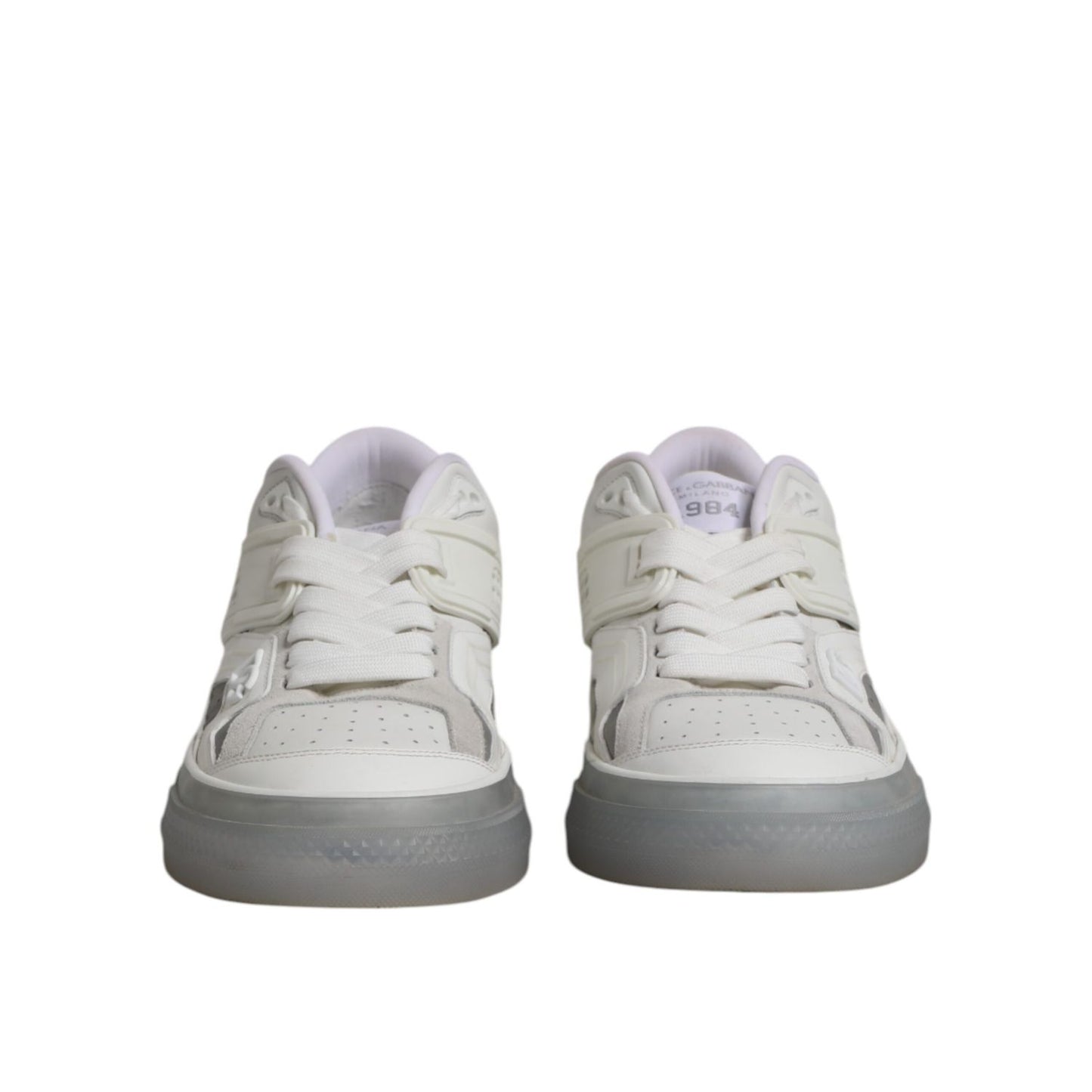 Dolce & Gabbana White Low Top DG Embossed Men Sneakers Shoes