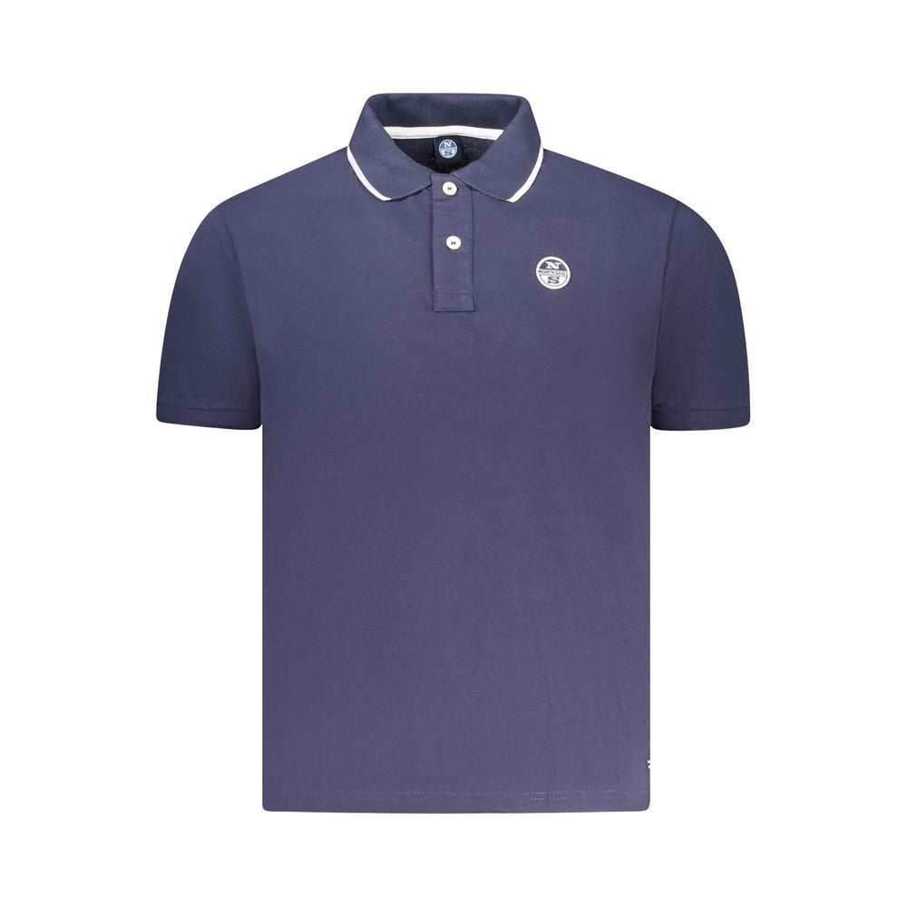 North Sails Blue Cotton Men Polo Shirt with short sleeves and contrasting details featuring the iconic North Sails logo.