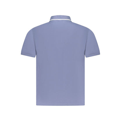 Back view of North Sails Blue Cotton Men Polo Shirt with short sleeves and contrasting details.