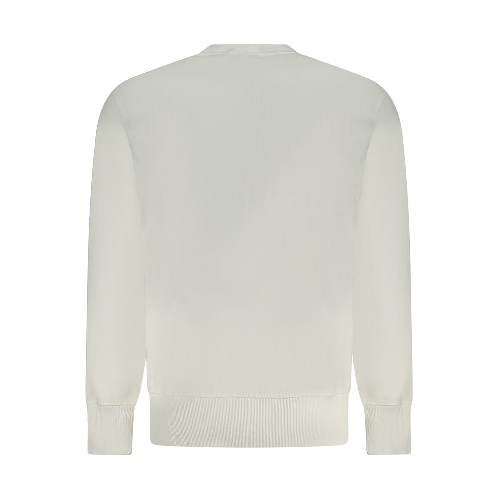 Calvin Klein White Cotton Men Sweater, long-sleeve sweatshirt with CK logo, eco-friendly design.