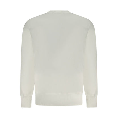 Calvin Klein White Cotton Men Sweater, long-sleeve sweatshirt with CK logo, eco-friendly design.