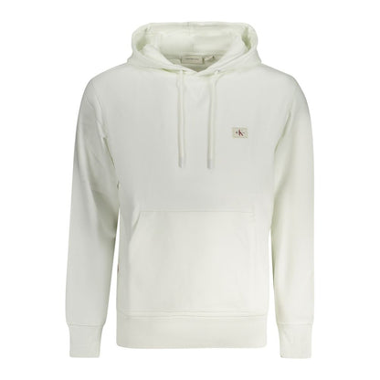 Calvin Klein White Cotton Men Sweater with hood and logo detail, showcasing soft fabric and modern design for stylish comfort.