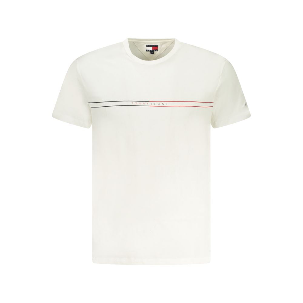 Tommy Hilfiger White Cotton Men T-Shirt with crew neck and logo print