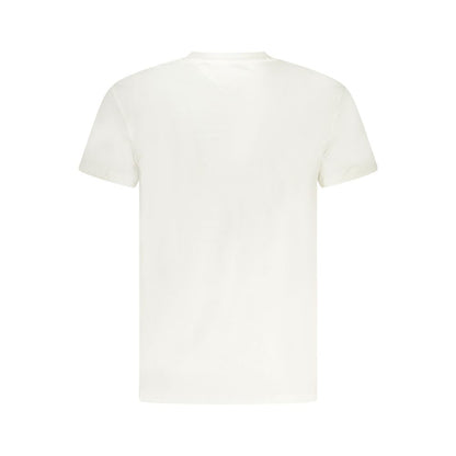 Back view of Tommy Hilfiger White Cotton Men T-Shirt showcasing sustainable fabric and classic design