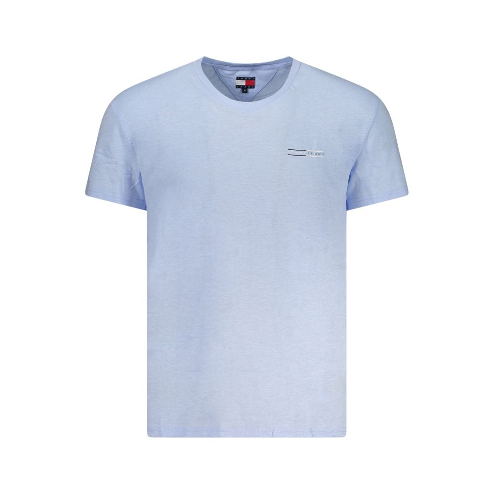 Tommy Hilfiger Blue Cotton Men T-Shirt with crew neck and logo