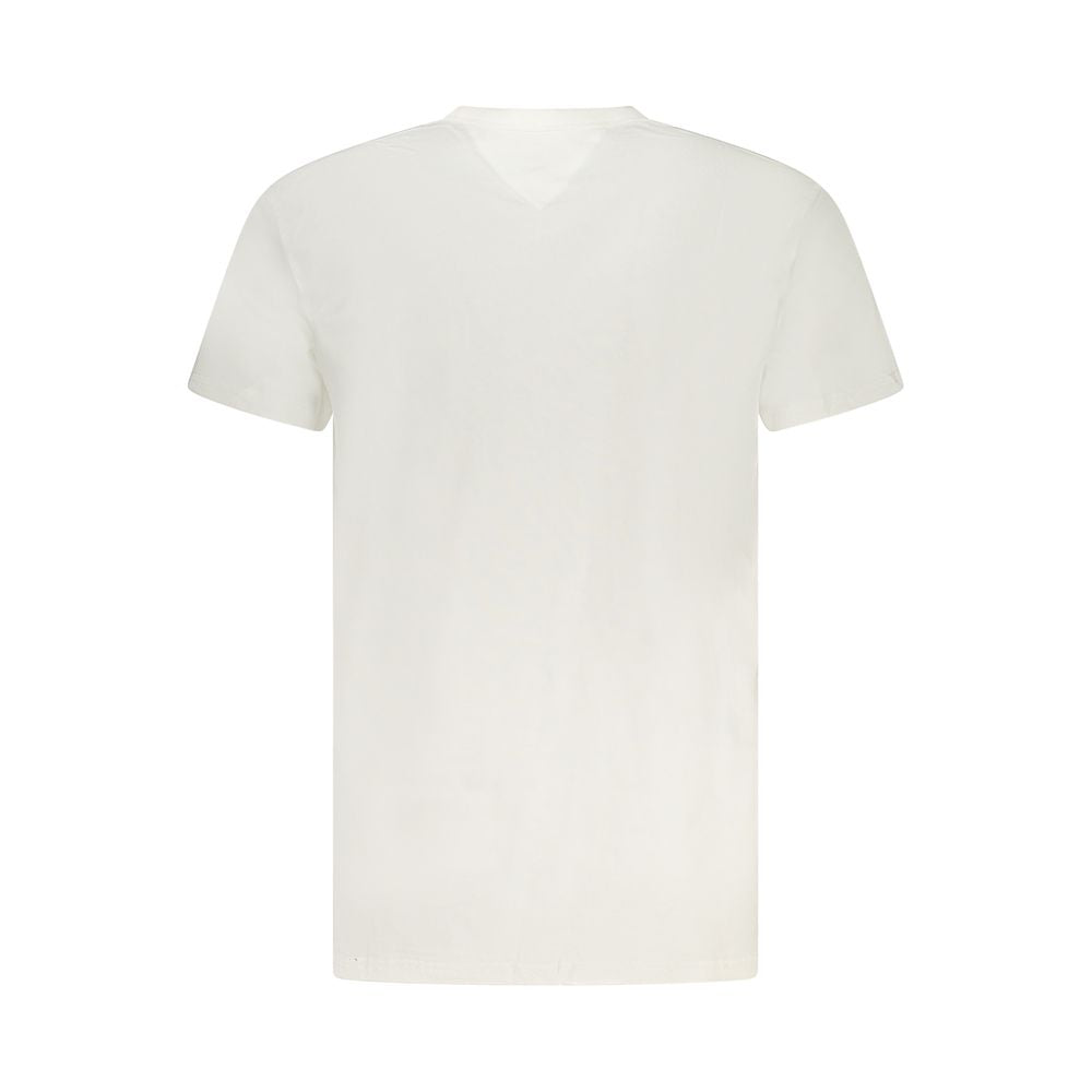 Tommy Hilfiger White Cotton Men T-Shirt, back view showcasing sustainable 95% regenerative cotton fabric.
