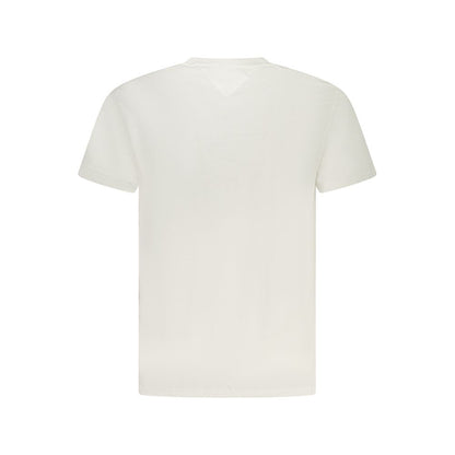Back view of Tommy Hilfiger White Cotton Men T-Shirt featuring classic design and sustainable fabric blend.