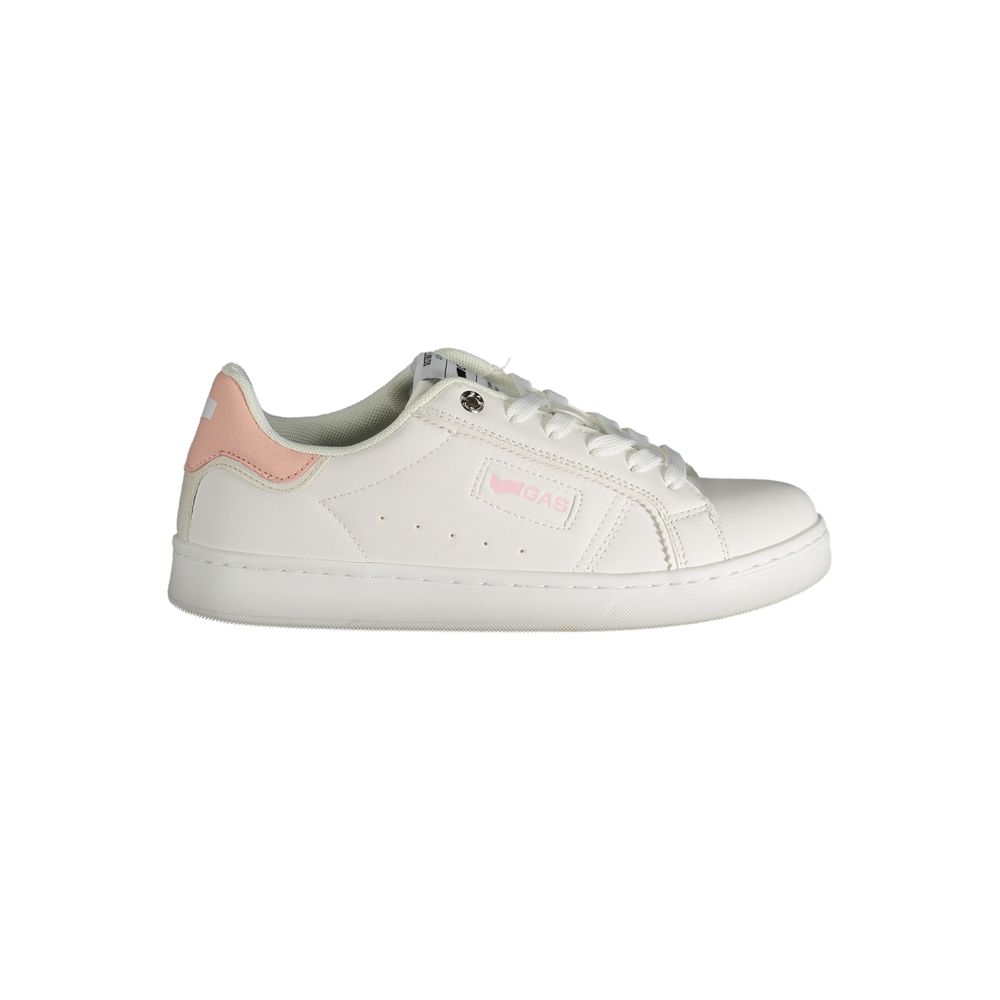 Gas White Polyester Women Sneaker with pink detailing and sporty design, perfect for fashion-forward trendsetters.