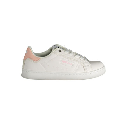 Gas White Polyester Women Sneaker with pink detailing and sporty design, perfect for fashion-forward trendsetters.