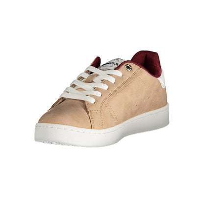 Gas Pink Polyester Women Sneaker in beige with bordeaux detail, showcasing stylish design and comfort for fashion-forward sporty looks.