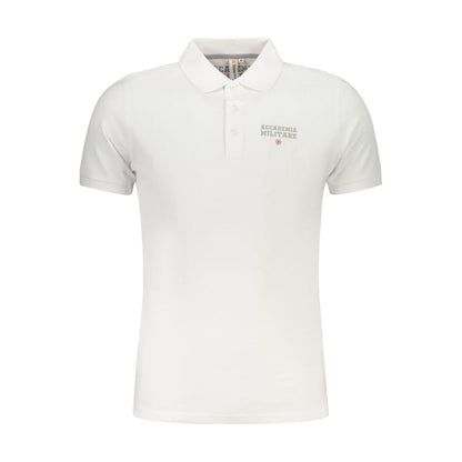 Accademia Militare White Cotton Polo Shirt with short sleeves, logo, and 3 buttons