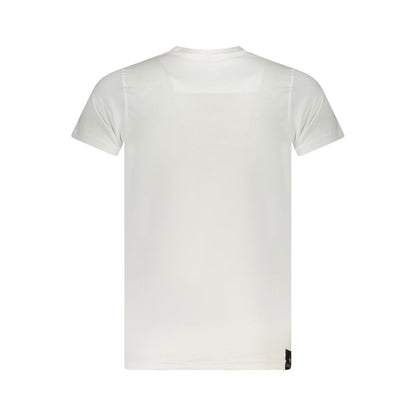 Back view of Accademia Militare White Cotton T-Shirt with short sleeves and crew neck design.