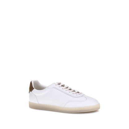Brunello Cucinelli White Calf Leather Bos Taurus Low Top Sneakers