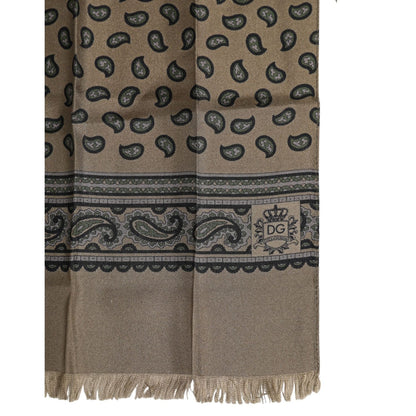 Dolce & Gabbana Brown Printed Neck Warmer Men Foulard Scarf