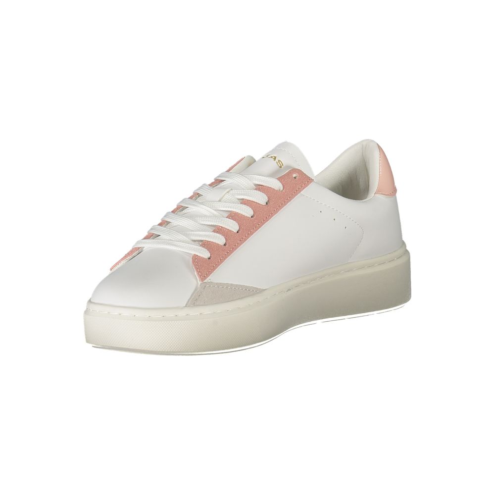 Gas White Polyester Women Sneaker with pink accents and chic print, featuring the iconic Gas logo; stylish and durable footwear option.