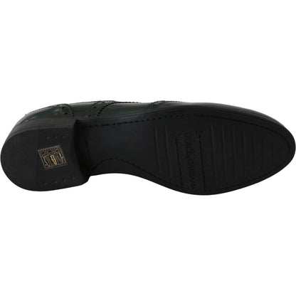 Dolce & Gabbana Green Leather Broque Oxford Wingtip Shoes