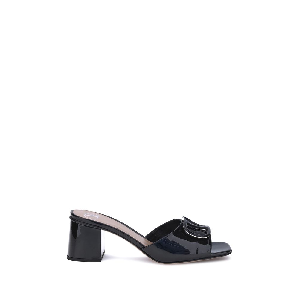 Valentino Garavani Black Calf Leather Bos Taurus Sandals