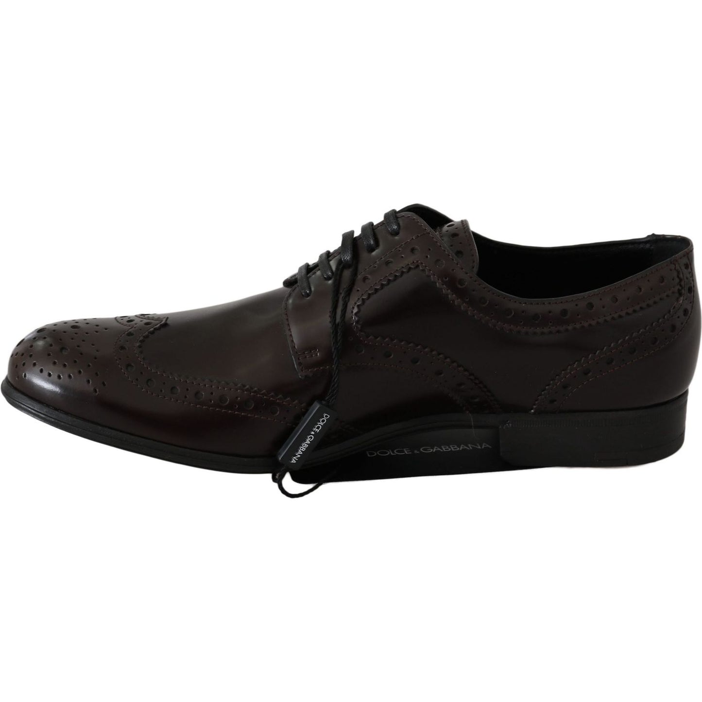 Dolce & Gabbana Brown Leather Broques Oxford Wingtip Shoes