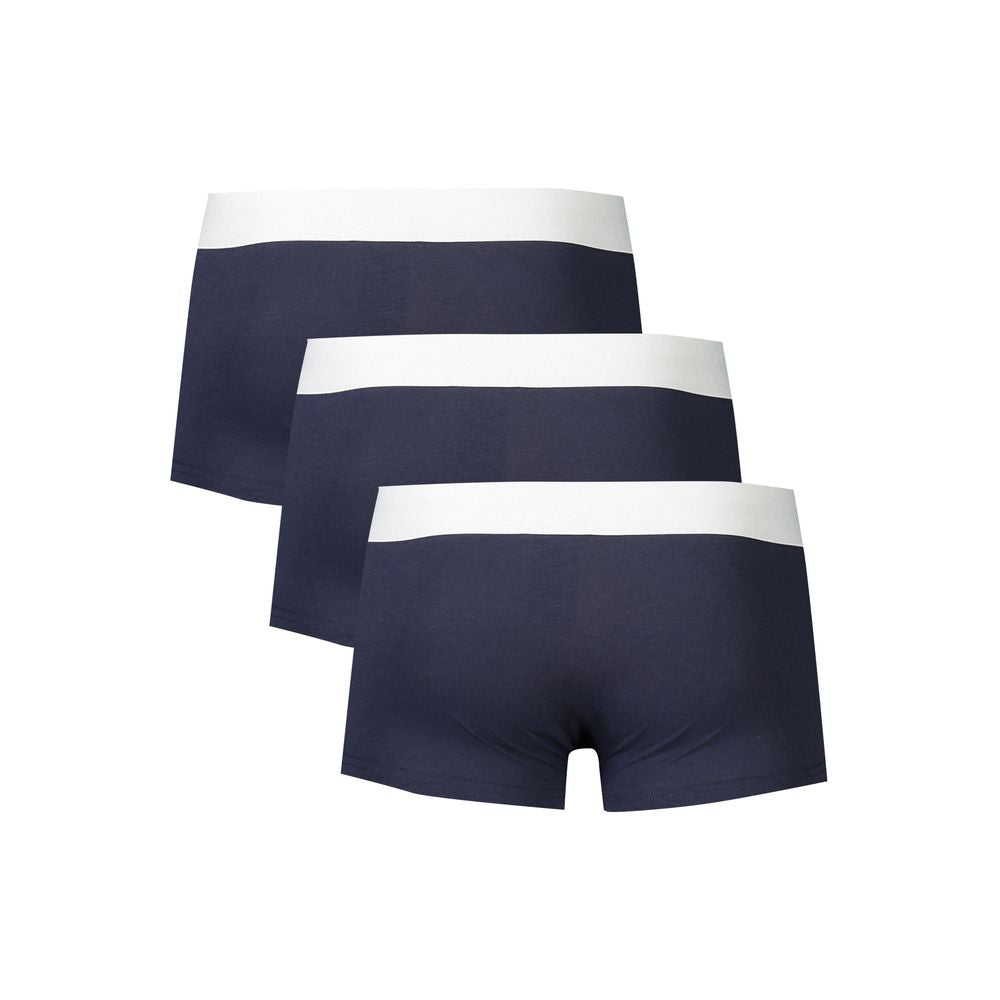 Tri-pack of Bikkembergs Blue Cotton Underwear with elastic waistband, elegance style, logo print.