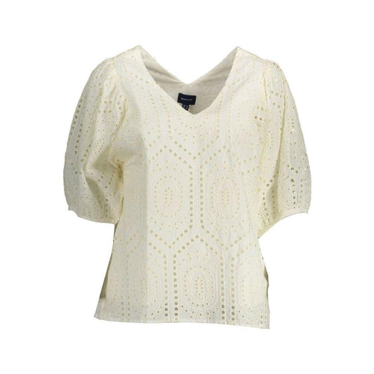 Gant White Cotton Women T-Shirt GA-14782-34