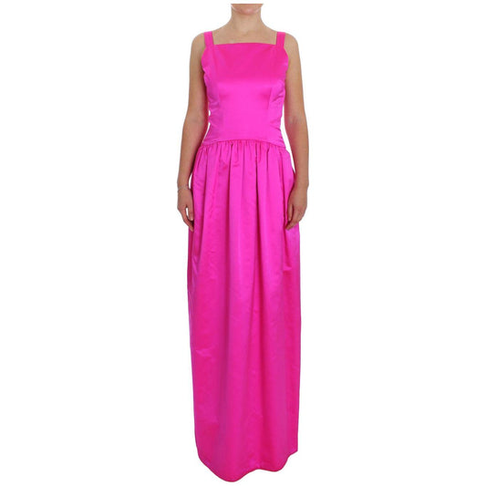 Dolce & Gabbana Pink Silk Long Sheath Ball Gown Dress