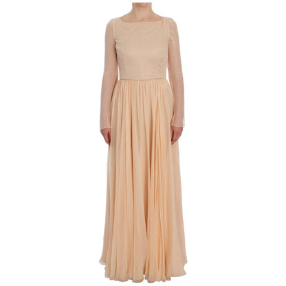 Dolce & Gabbana Beige Silk Ball Gown Full Length Dress Dresses