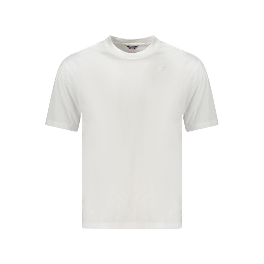 K-WAY White Cotton Men T-Shirt with short sleeves, crew neck, and iconic logo, offering a minimalist and stylish casual wear option.