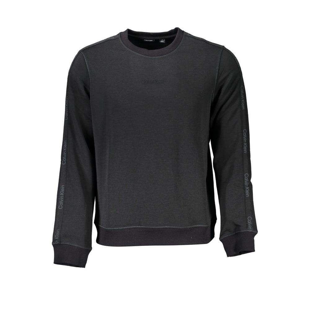 Calvin Klein Black Polyester Men Sweater showcasing urban sophistication and sleek athletic style.