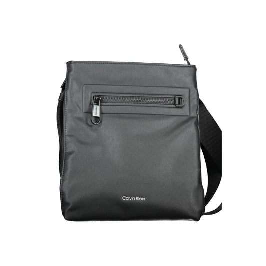Calvin Klein Black Polyester Shoulder Bag with adjustable strap, zip closure, external and internal pocket, recycled material