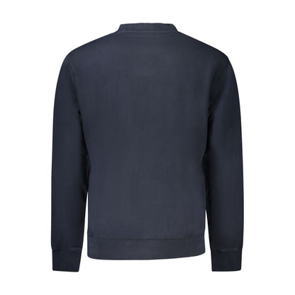 Hugo Boss Blue Cotton Men Sweater, back view showcasing comfortable and stylish design.