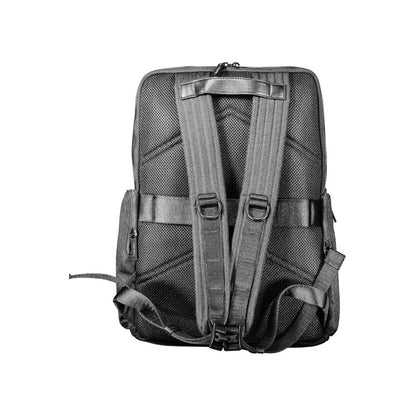 Back view of Calvin Klein Black Polyester Backpack with adjustable straps and ergonomic design.