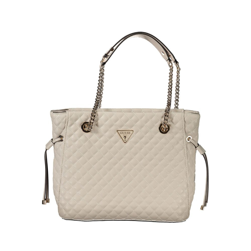 Guess Jeans Pink Polyethylene Handbag with chain shoulder handles, external pocket, and contrasting details.