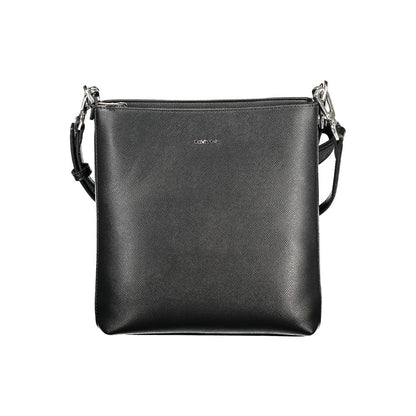 Calvin Klein Black Polyester Handbag with adjustable strap, zip closure, and logo made from recycled polyester