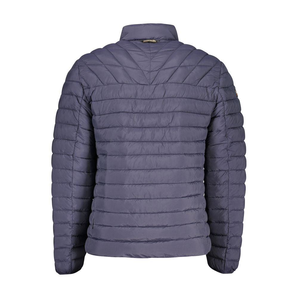 Napapijri Blue Polyamide Men Jacket, back view showcasing quilted design and structured silhouette.