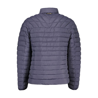 Napapijri Blue Polyamide Men Jacket, back view showcasing quilted design and structured silhouette.