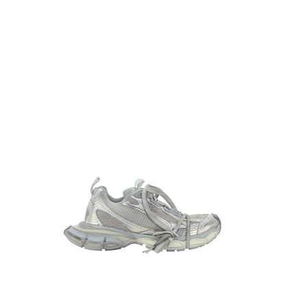 Balenciaga Gray Polyester Athletic Sneakers with chunky rubber sole, multiple laces, and reflective details for AW25 collection.