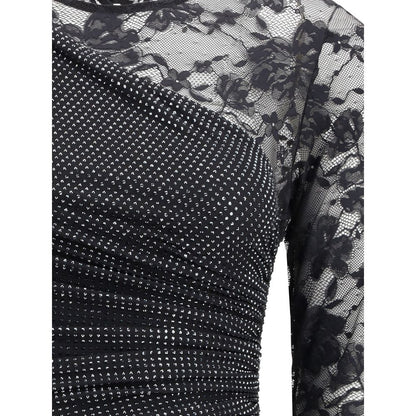 Self-Portrait Black Polyester Casual Dress