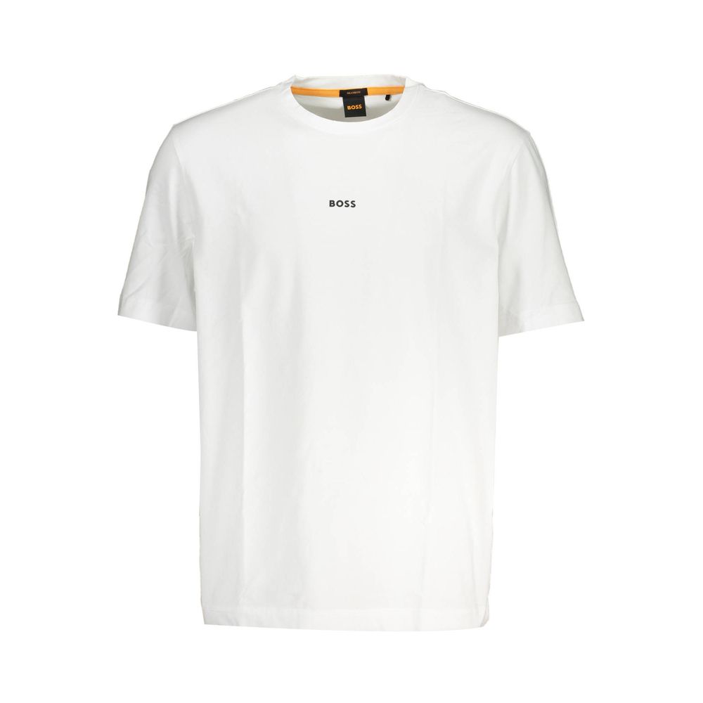 Hugo Boss White Cotton T-Shirt with relaxed fit, short sleeves, crew neck, logo, made from organic cotton