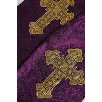 Dolce & Gabbana Purple Silk Fringes Cross Men Foulard Scarf