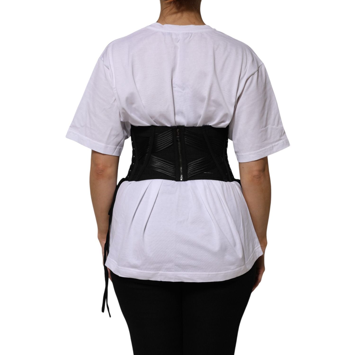 Dolce & Gabbana Black Cotton Waist LaceUp Strap Corset Belt