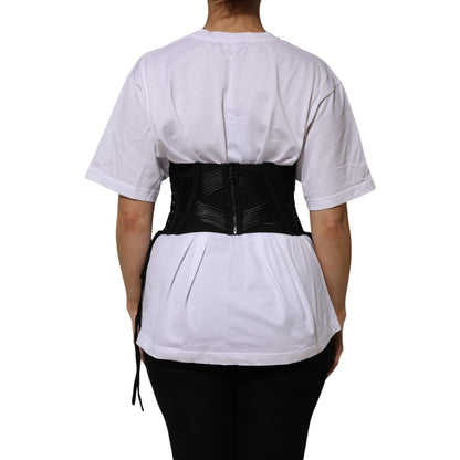 Dolce & Gabbana Black Cotton Waist LaceUp Strap Corset Belt