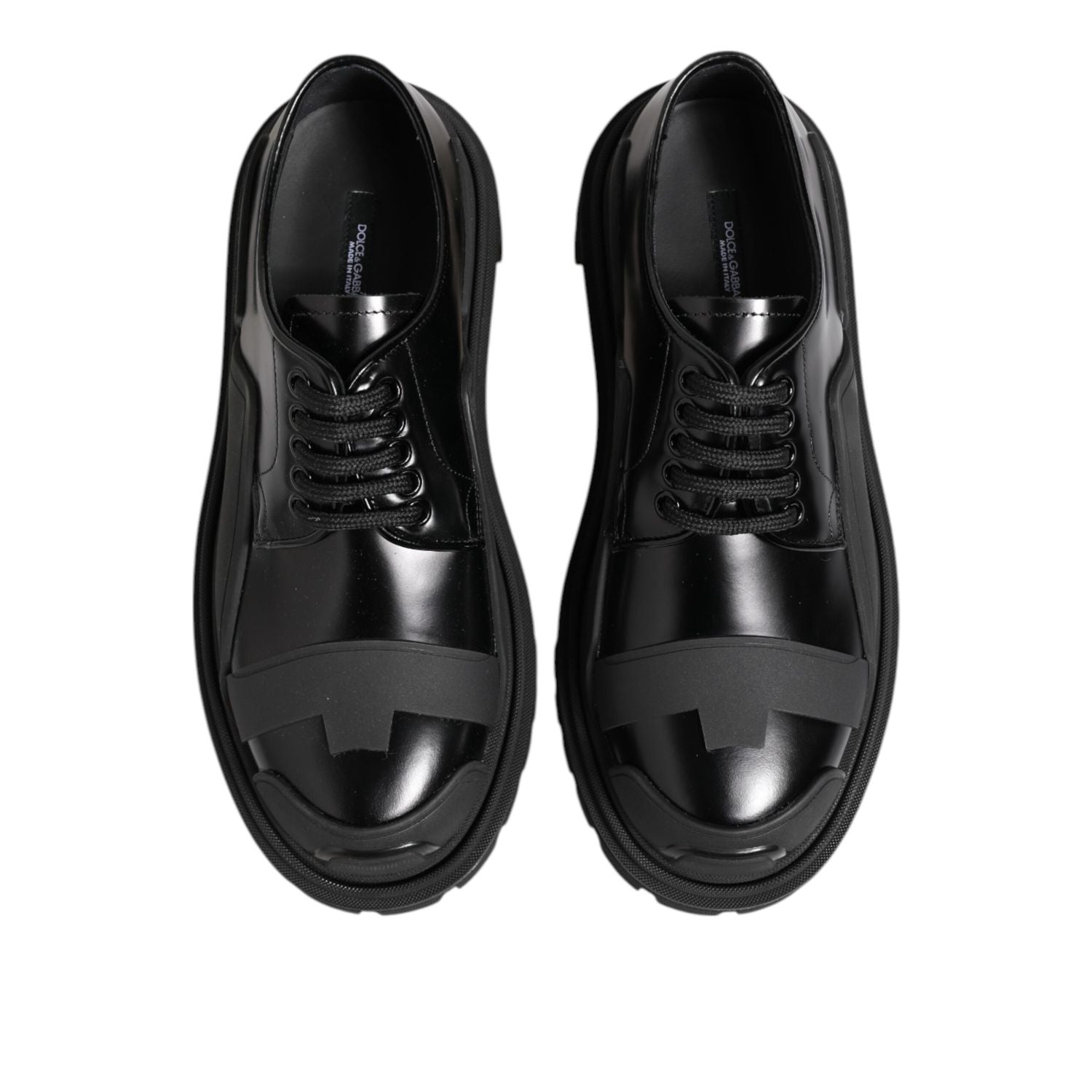 Dolce & Gabbana Black Patent Leather Trekking Derby Shoes