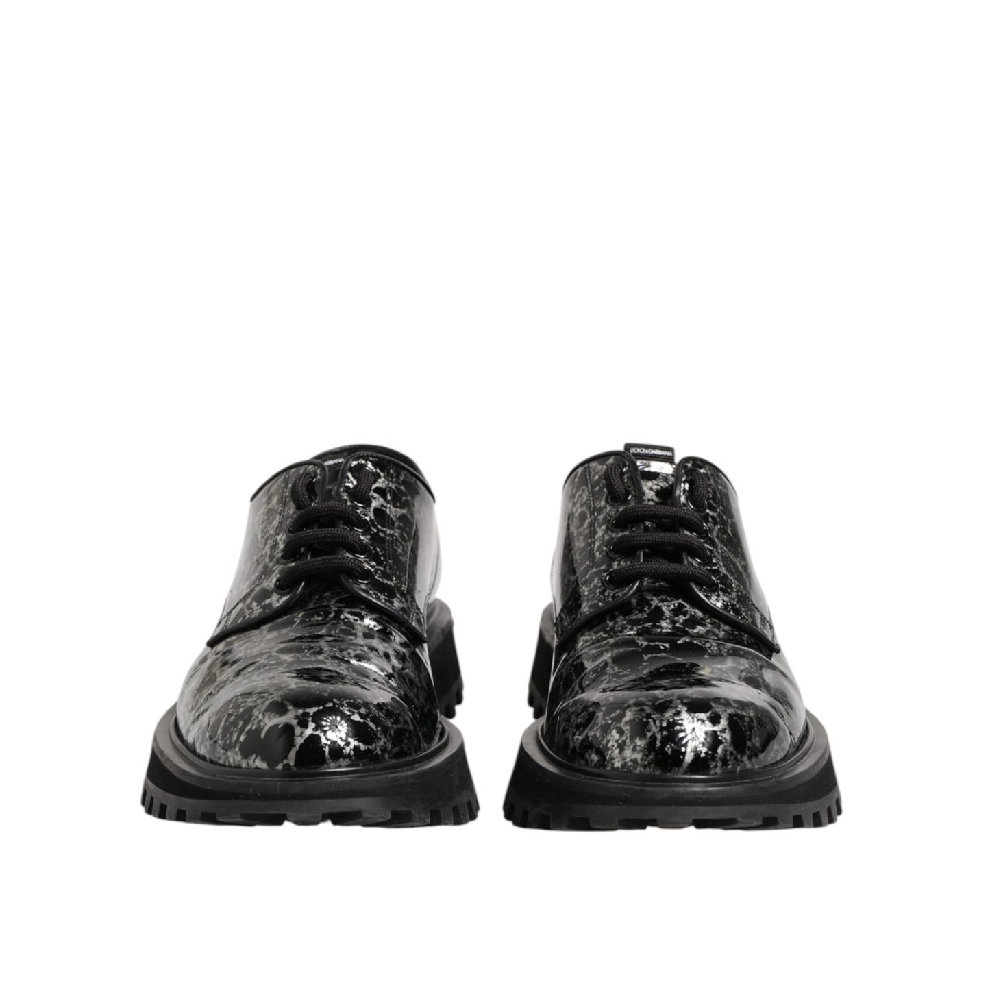 Dolce & Gabbana Black White Calfskin Chunky Derby Shoes